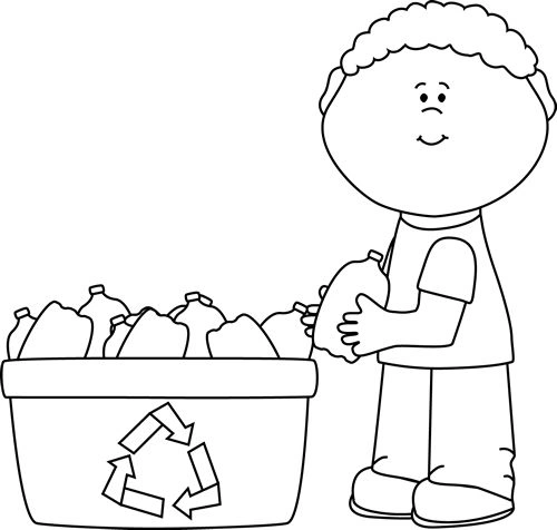A boy sorting garbage coloring page